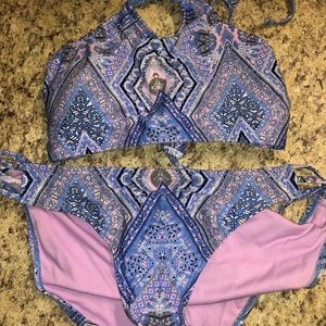 Patterned Halter Top Bikini